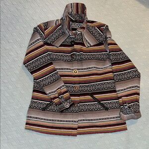 Cruel Girl Women’s Serape Striped western Snap Down Shacket